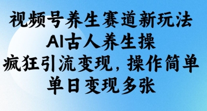 视频号养生赛道新玩法，AI古人养生操，疯狂引流变现，操作简单抖音-小淇云库-网赚副业-项目拆解-涨幅-刷单-点赞-播放-视频号-小红书-全业务小淇云库