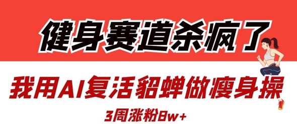 健身赛道杀疯了？我用AI复活貂蝉做瘦身操，3周涨粉8W抖音-小淇云库-网赚副业-项目拆解-涨幅-刷单-点赞-播放-视频号-小红书-全业务小淇云库