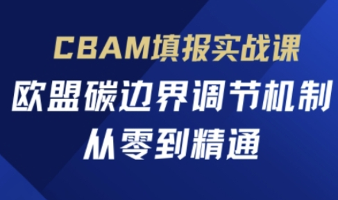 CBAM填报实战课，欧盟碳边界调节机制，从零到精通抖音-小淇云库-网赚副业-项目拆解-涨幅-刷单-点赞-播放-视频号-小红书-全业务小淇云库