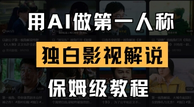 用AI做第一人称独白影视解说，手把手教学，保姆级教程抖音-小淇云库-网赚副业-项目拆解-涨幅-刷单-点赞-播放-视频号-小红书-全业务小淇云库