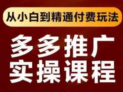 拼多多推广实操课程，从小白到精通付费玩法抖音-小淇云库-网赚副业-项目拆解-涨幅-刷单-点赞-播放-视频号-小红书-全业务小淇云库