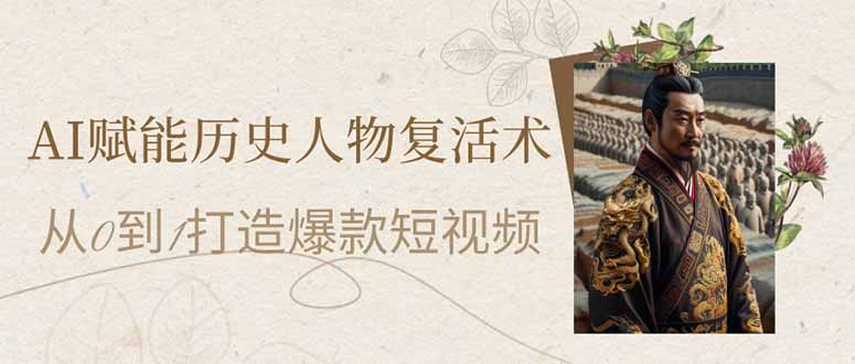 AI赋能历史人物复活术：从0到1打造爆款短视频抖音-小淇云库-网赚副业-项目拆解-涨幅-刷单-点赞-播放-视频号-小红书-全业务小淇云库