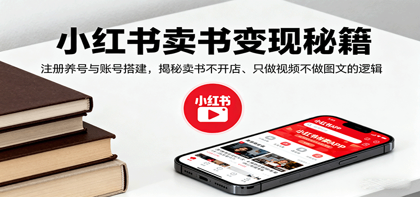 小红书卖书变现秘籍，注册养号与账号搭建，揭秘卖书不开店、只做视频不做图文的逻辑小淇云库-创业网-网赚副业-网创副业-项目拆解-技术类创业资源网-副业网-免费资源下载小淇云库