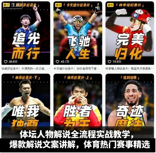 体坛人物解说全流程实战教学，爆款解说文案讲解，体育热门赛事精选小淇云库-创业网-网赚副业-网创副业-项目拆解-技术类创业资源网-副业网-免费资源下载小淇云库