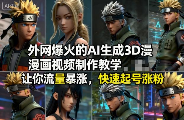 外网爆火的AI生成3D漫画视频制作教学，让你流量暴涨，快速起号涨粉！小淇云库-创业网-网赚副业-网创副业-项目拆解-技术类创业资源网-副业网-免费资源下载小淇云库