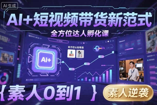 AI+短视频带货新范式全方位达人孵化课,素人也可以从0到1,全方位认知短视频带货小淇云库-创业网-网赚副业-网创副业-项目拆解-技术类创业资源网-副业网-免费资源下载小淇云库