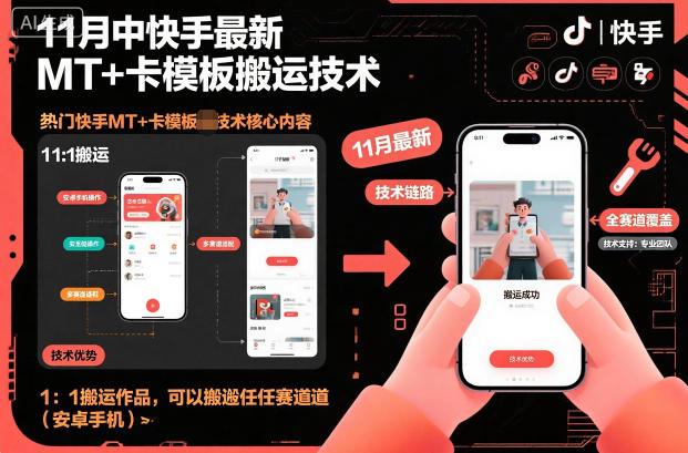 11月中快手最新MT+卡模板搬运技术,1:1搬运作品,可以搬运任何赛道(安卓手机)小淇云库-创业网-网赚副业-网创副业-项目拆解-技术类创业资源网-副业网-免费资源下载小淇云库