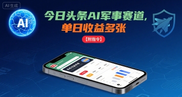 今日头条AI军事赛道，单日收益多张 ，手机可做【附指令】小淇云库-创业网-网赚副业-网创副业-项目拆解-技术类创业资源网-副业网-免费资源下载小淇云库