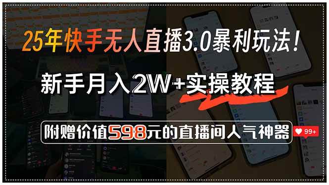 （15335期）25年快手无人直播3.0暴利玩法！，新手月入2W+实操教程，附赠价值598元…小淇云库-创业网-网赚副业-网创副业-项目拆解-技术类创业资源网-副业网-免费资源下载小淇云库