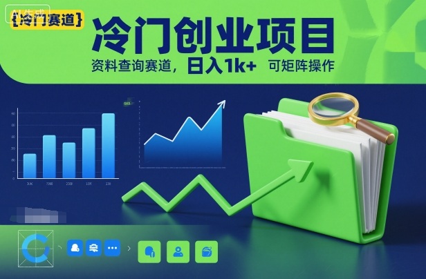 冷门创业项目，资料查询赛道，日入1k+，可矩阵操作小淇云库-创业网-网赚副业-网创副业-项目拆解-技术类创业资源网-副业网-免费资源下载小淇云库