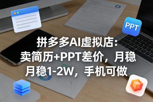 【暴力项目】拼多多AI虚拟店:卖简历+PPT差价,月稳1-2W,手机可做小淇云库-创业网-网赚副业-网创副业-项目拆解-技术类创业资源网-副业网-免费资源下载小淇云库