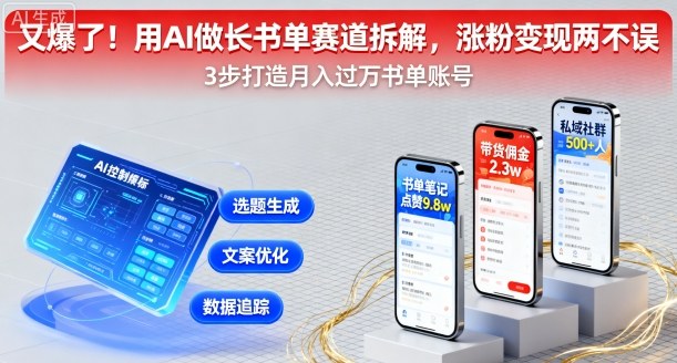 又爆了！用AI做长书单赛道拆解，涨粉变现两不误小淇云库-创业网-网赚副业-网创副业-项目拆解-技术类创业资源网-副业网-免费资源下载小淇云库