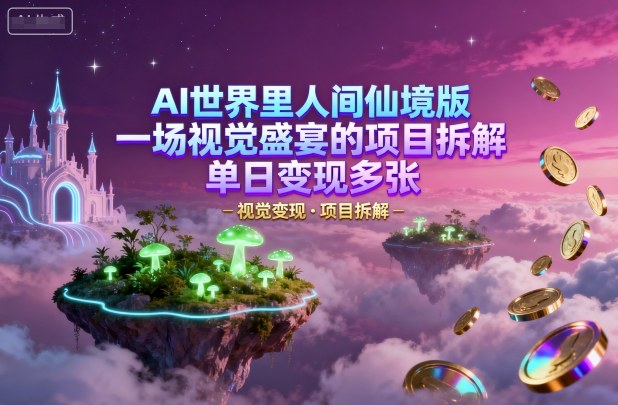 AI世界里人间仙境版，一场视觉盛宴的项目拆解，单日变现多张小淇云库-创业网-网赚副业-网创副业-项目拆解-技术类创业资源网-副业网-免费资源下载小淇云库