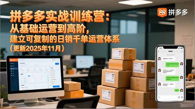 拼多多实战训练营:从基础运营到高阶,建立可复制的日销千单运营体系(更新11月小淇云库-创业网-网赚副业-网创副业-项目拆解-技术类创业资源网-副业网-免费资源下载小淇云库