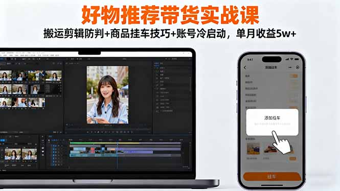 好物推荐带货实战课:搬运剪辑防判+商品挂车技巧+账号冷启动,单月收益5w+小淇云库-创业网-网赚副业-网创副业-项目拆解-技术类创业资源网-副业网-免费资源下载小淇云库