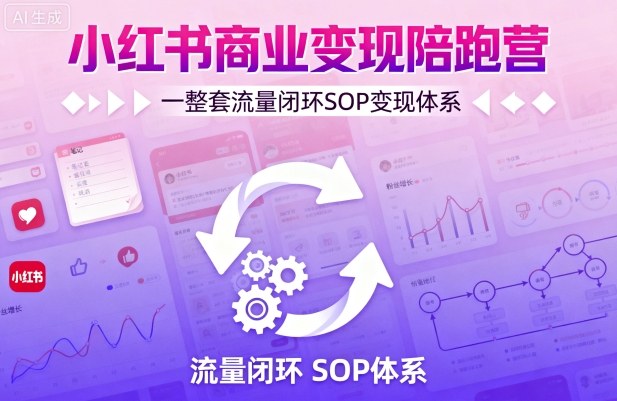 小红书商业变现陪跑营，轻IP矩阵 私域获客 聚光投流，一整套流量闭环SOP变现体系小淇云库-创业网-网赚副业-网创副业-项目拆解-技术类创业资源网-副业网-免费资源下载小淇云库