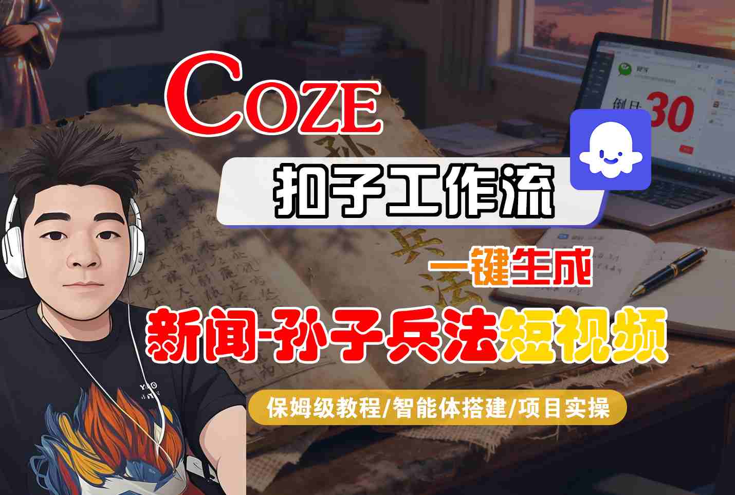 Coze扣子智能体工作流一键生成“新闻-孙子兵法“短视频，全流程保姆级教学小淇云库-创业网-网赚副业-网创副业-项目拆解-技术类创业资源网-副业网-免费资源下载小淇云库