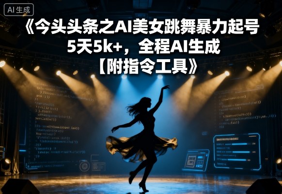 今日头条之AI美女跳舞暴力起号，5天1k+，全程AI生成【附指令工具】小淇云库-创业网-网赚副业-网创副业-项目拆解-技术类创业资源网-副业网-免费资源下载小淇云库