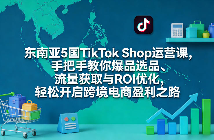 东南亚5国TikTok Shop运营课，手把手教你爆品选品、流量获取与ROI优化，轻松开启跨境电商盈利之路小淇云库-创业网-网赚副业-网创副业-项目拆解-技术类创业资源网-副业网-免费资源下载小淇云库