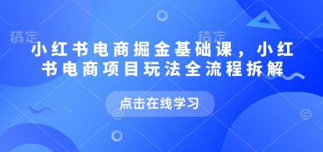 小红书电商掘金课，小红书电商项目玩法全流程拆解（更新9月）小淇云库-创业网-网赚副业-网创副业-项目拆解-技术类创业资源网-副业网-免费资源下载小淇云库