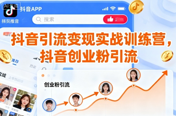 抖音引流变现实战训练营，抖音创业粉引流小淇云库-创业网-网赚副业-网创副业-项目拆解-技术类创业资源网-副业网-免费资源下载小淇云库