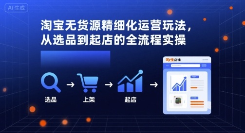 淘宝无货源精细化运营玩法，从选品到起店的全流程实操小淇云库-创业网-网赚副业-网创副业-项目拆解-技术类创业资源网-副业网-免费资源下载小淇云库