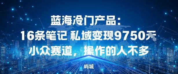 蓝海冷门产品:16条笔记私域变现9750米,小众赛道,操作的人不多