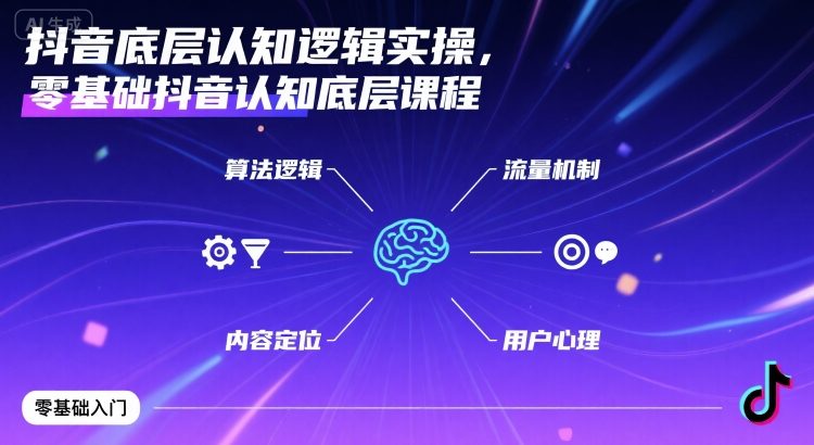 抖音底层认知逻辑实操，零基础抖音认知底层课程小淇云库-创业网-网赚副业-网创副业-项目拆解-技术类创业资源网-副业网-免费资源下载小淇云库