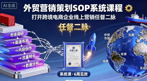 外贸营销策划SOP系统课程，打开跨境电商企业线上营销任督二脉小淇云库-创业网-网赚副业-网创副业-项目拆解-技术类创业资源网-副业网-免费资源下载小淇云库