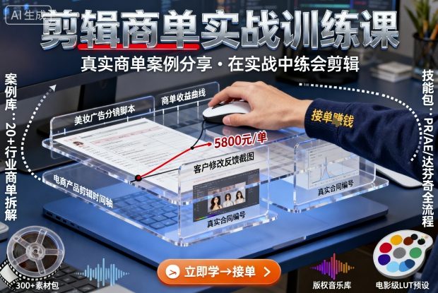 剪辑商单实战训练课，真实商单案例分享，在实战中练会剪辑小淇云库-创业网-网赚副业-网创副业-项目拆解-技术类创业资源网-副业网-免费资源下载小淇云库