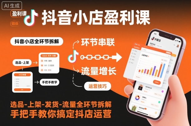 抖音小店盈利课-选品-上架-发货-流量全环节拆解,手把手教你搞定抖店运营小淇云库-创业网-网赚副业-网创副业-项目拆解-技术类创业资源网-副业网-免费资源下载小淇云库