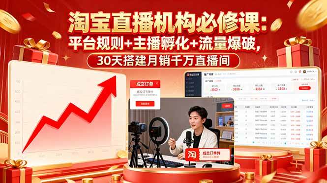 （16087期）淘宝直播机构必修课：平台规则/主播孵化/流量爆破,30天搭建月销千万直播间小淇云库-创业网-网赚副业-网创副业-项目拆解-技术类创业资源网-副业网-免费资源下载小淇云库