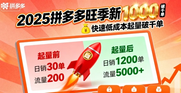 2025拼多多旺季新老店铺——快速低成本起量破千单小淇云库-创业网-网赚副业-网创副业-项目拆解-技术类创业资源网-副业网-免费资源下载小淇云库