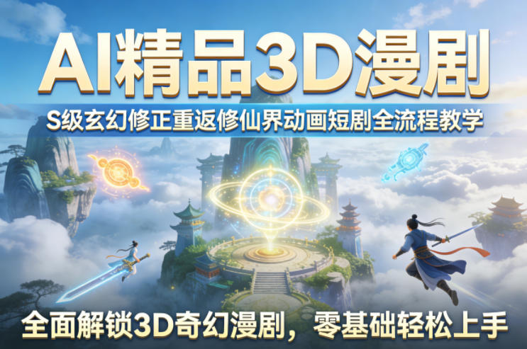 AI精品3D漫剧S级玄幻修正重返修仙界动画短剧全流程教学，全面解锁3D奇幻漫剧，零基础轻松上手小淇云库-创业网-网赚副业-网创副业-项目拆解-技术类创业资源网-副业网-免费资源下载小淇云库