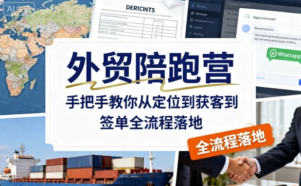 外贸陪跑营,手把手教你从定位到获客到签单全流程落地小淇云库-创业网-网赚副业-网创副业-项目拆解-技术类创业资源网-副业网-免费资源下载小淇云库