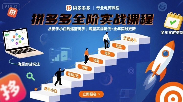 拼多多全阶实战课程，从新手小白到运营高手，海量实战玩法+全年实时更新【2025年10月更新】小淇云库-创业网-网赚副业-网创副业-项目拆解-技术类创业资源网-副业网-免费资源下载小淇云库