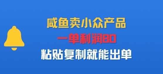咸鱼卖小众产品，一单利润80，粘贴复制就能出单小淇云库-创业网-网赚副业-网创副业-项目拆解-技术类创业资源网-副业网-免费资源下载小淇云库