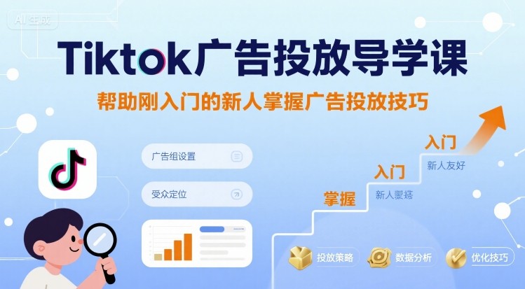 Tiktok广告投放导学课，帮助刚入门的新人掌握广告投放技巧小淇云库-创业网-网赚副业-网创副业-项目拆解-技术类创业资源网-副业网-免费资源下载小淇云库
