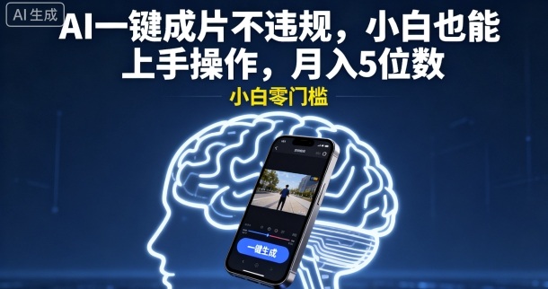 AI一键成片不违规，小白也能上手操作，月入5位数小淇云库-创业网-网赚副业-网创副业-项目拆解-技术类创业资源网-副业网-免费资源下载小淇云库