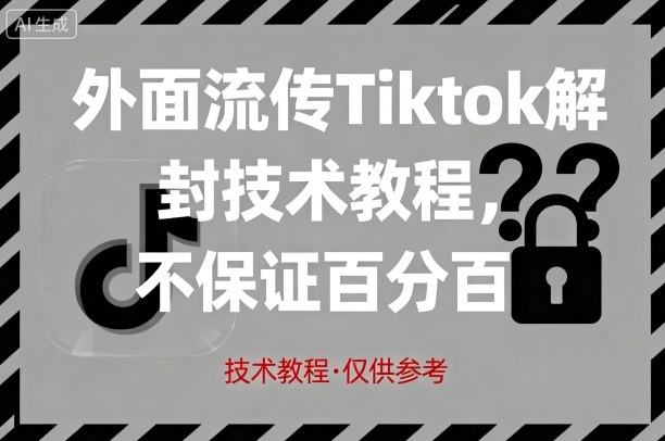 外面流传Tiktok解封技术教程，不保证百分百，具体自测小淇云库-创业网-网赚副业-网创副业-项目拆解-技术类创业资源网-副业网-免费资源下载小淇云库