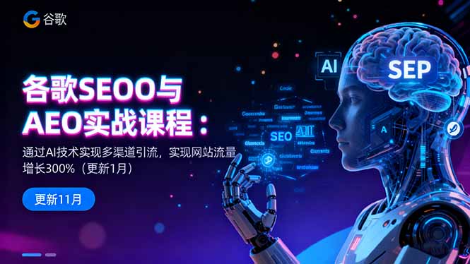 谷歌SEO与AEO实战课程：通过AI技术实现多渠道引流，实现网站流量增长300%小淇云库-创业网-网赚副业-网创副业-项目拆解-技术类创业资源网-副业网-免费资源下载小淇云库