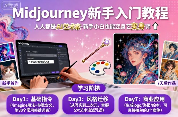 midjourney新手入门教程：人人都是AI艺术家，新手小白也能变身艺术大师小淇云库-创业网-网赚副业-网创副业-项目拆解-技术类创业资源网-副业网-免费资源下载小淇云库