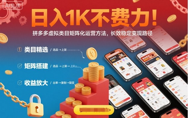 日入1K不费力!拼多多虚拟类目矩阵化运营方法,长效稳定变现路径小淇云库-创业网-网赚副业-网创副业-项目拆解-技术类创业资源网-副业网-免费资源下载小淇云库