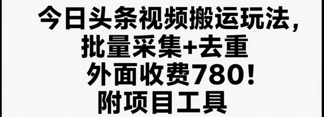 今日头条视频搬运玩法，软件一键去重，轻松日入500+附项目工具小淇云库-创业网-网赚副业-网创副业-项目拆解-技术类创业资源网-副业网-免费资源下载小淇云库