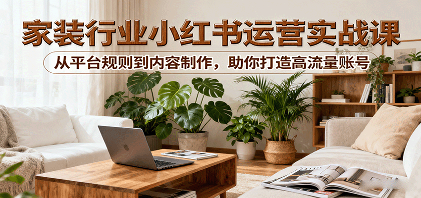 小红书家装行业运营实战课：从平台规则到内容制作，助你打造高流量账号小淇云库-创业网-网赚副业-网创副业-项目拆解-技术类创业资源网-副业网-免费资源下载小淇云库