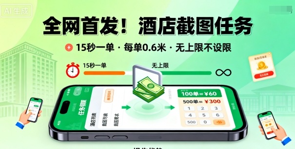 全网首发！酒店截图任务，15秒一单，每单0.6米，任务无上限不设限，矩阵操作单日3张到手【揭秘】小淇云库-创业网-网赚副业-网创副业-项目拆解-技术类创业资源网-副业网-免费资源下载小淇云库