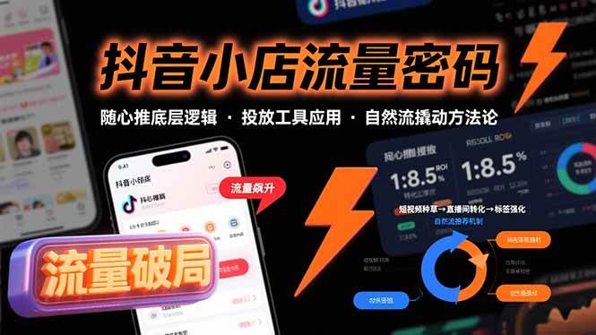 （15680期）抖音小店流量密码，随心推底层逻辑，投放工具应用，自然流撬动核心方法论小淇云库-创业网-网赚副业-网创副业-项目拆解-技术类创业资源网-副业网-免费资源下载小淇云库