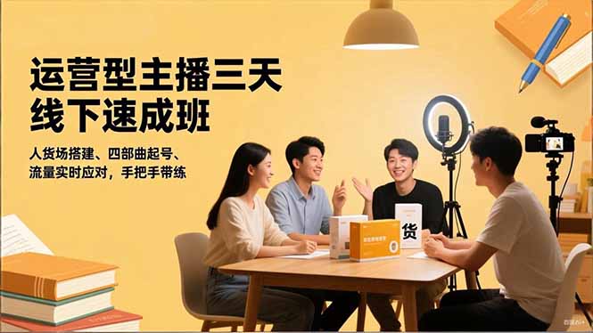 运营型主播三天线下班，人货场搭建,四部曲起号,流量实时应对，手把手带练小淇云库-创业网-网赚副业-网创副业-项目拆解-技术类创业资源网-副业网-免费资源下载小淇云库