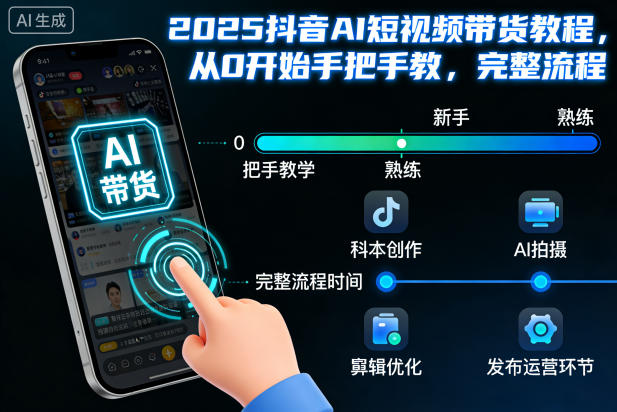 2025抖音AI短视频带货教程，从0开始手把手教，完整流程小淇云库-创业网-网赚副业-网创副业-项目拆解-技术类创业资源网-副业网-免费资源下载小淇云库