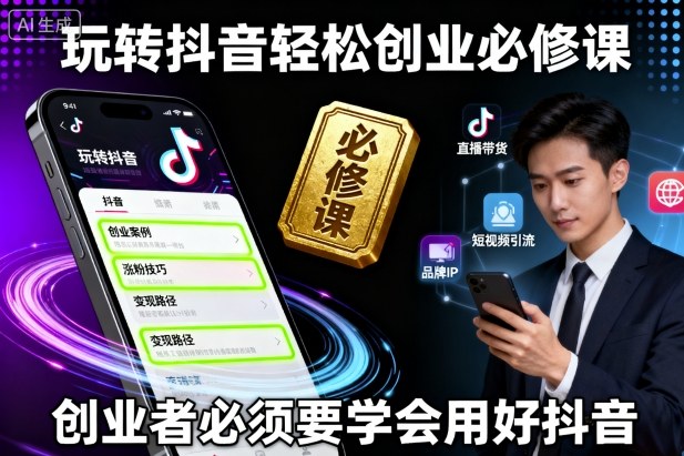 玩转抖音轻松创业必修课，创业者必须要学会用好抖音小淇云库-创业网-网赚副业-网创副业-项目拆解-技术类创业资源网-副业网-免费资源下载小淇云库